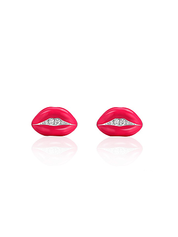 Lip-shaped studs in Tutti Frutti Color enamel, 1