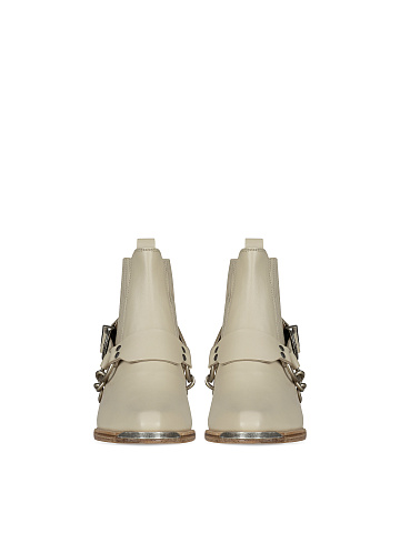 Beige Leather Ankle Boots, 2