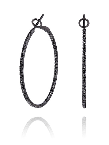 Black Gold & Diamond Hoop Earrings , 1
