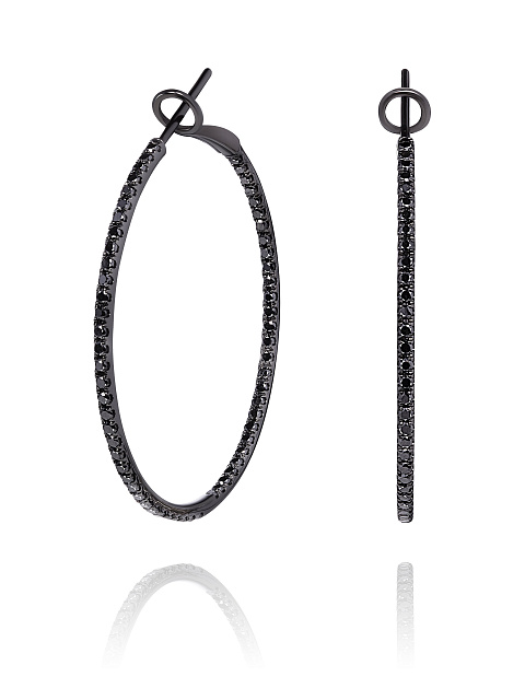 Black Gold & Diamond Hoop Earrings , 1