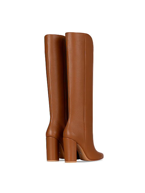 Brown Leather Heeled Tall Boots, 3