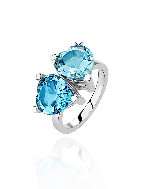 Heart Topaz Swiss, Heart Topaz Sky Bly & White Gold Ring, 1