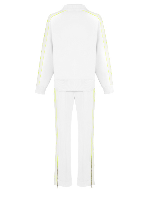 White & Neon Yellow Lily Embroidered Jersey Suit, 2 White & Neon Yellow Lily Embroidered Jersey Suit, 2