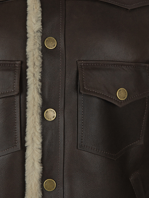 Dark Brown Leather & Shearling Jacket, 3 Dark Brown Leather & Shearling Jacket, 3
