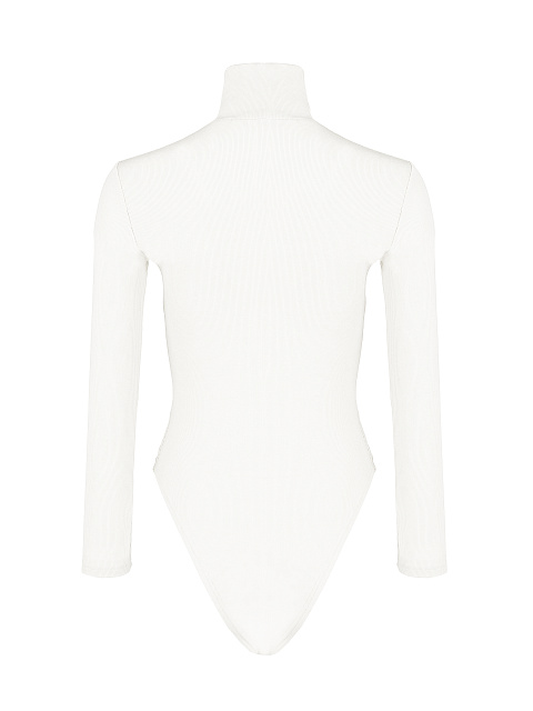 White Ribbed Cotton L/S Turtleneck Bodysuit, 3 White Ribbed Cotton L/S Turtleneck Bodysuit, 3