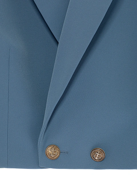 Blue Cropped Jacket & Pants Suit, 3 Blue Cropped Jacket & Pants Suit, 3