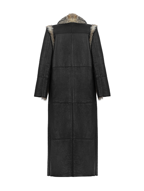 Fox Fur Trimmed Black Shearling Coat, 6 Fox Fur Trimmed Black Shearling Coat, 6