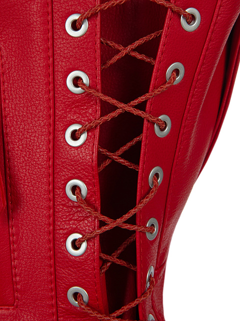 Red Leather Biker Vest, 4