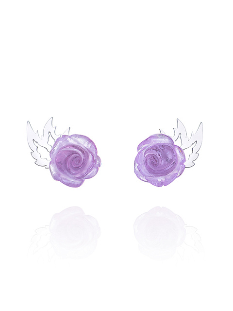 White Gold & Amethyst "Rose" Studs, 1