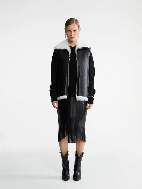 Black & White Shearling Vest, 6 Black & White Shearling Vest, 6