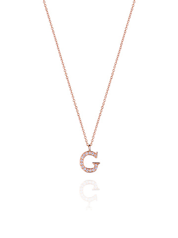 Rose Gold & Diamonds Letter "G" Necklace, 1