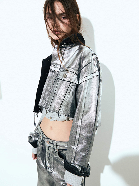 Silver Plated Black Denim Jacket, 7