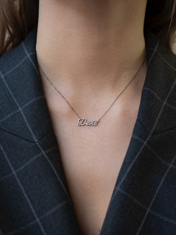 "Devil" necklace with pendant in blackened gold with diamonds, 2