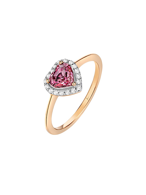 Pink Sapphire, Round Diamond & Rose Gold Ring, 1