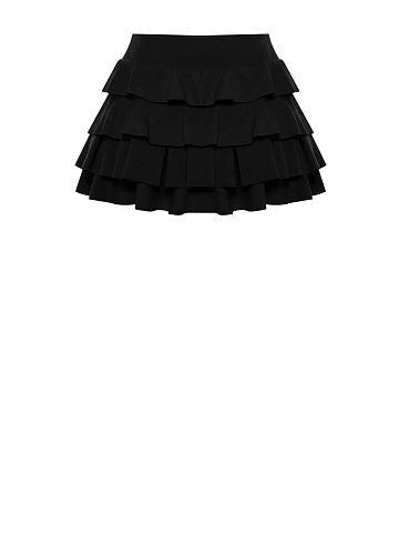 Black Ruffle Jersey Mini Skirt, 2