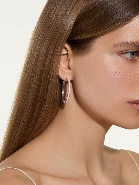 White gold hoops with Sakura Color enamel, 3