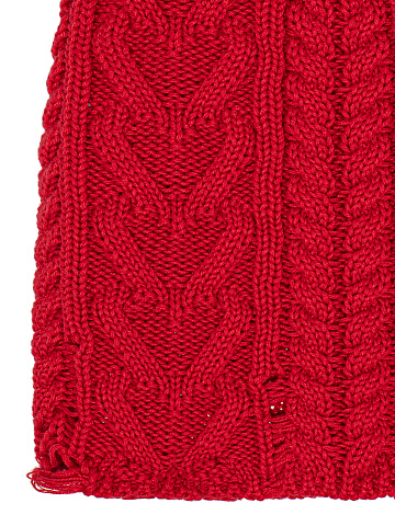 Red Distressed Cotton Beanie, 2