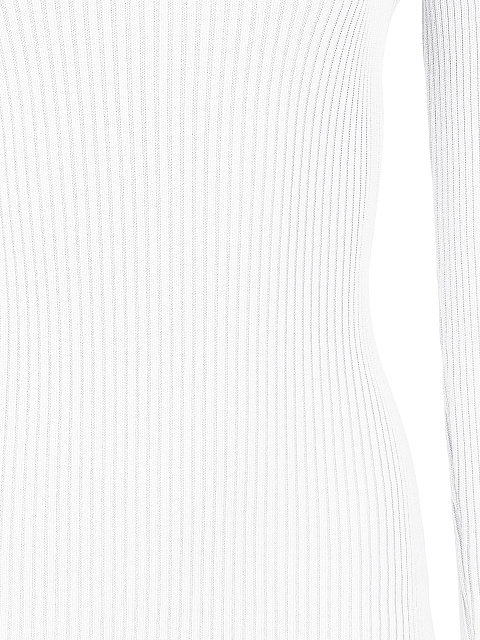 White Rib Knit Turtleneck Mini Dress, 3