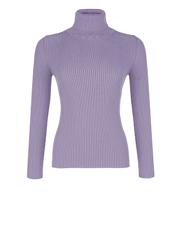 Lilac Rib Knit Jersey Turtleneck, 1