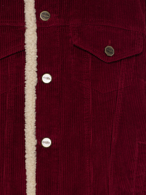 Burgundy Corduroy Jacket With Sheepskin, 3