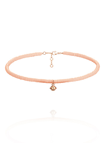 Pink rubber choker necklace with a pendant made of rose silver, 1