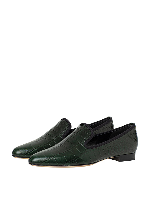 Green leather loafers, 1