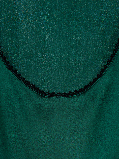 Emerald Green Lace Trimmed Silk Top, 3