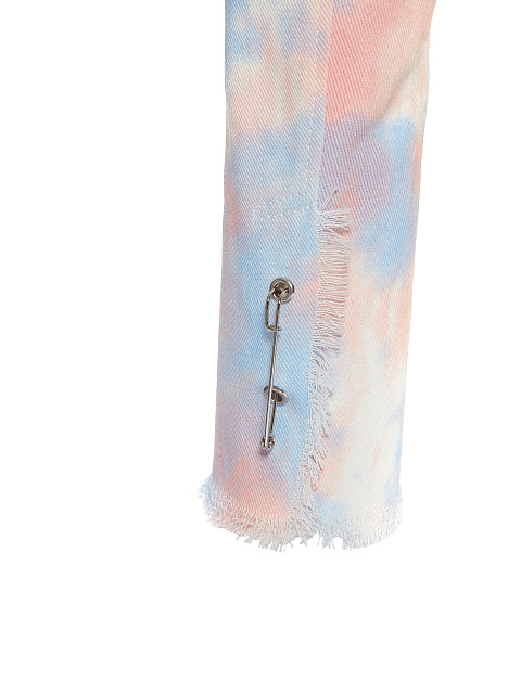 Pink Tie-dye Cropped Denim Jacket, 3