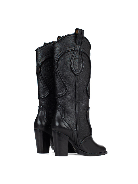 Black Leather High Heel Boots, 3