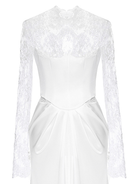 White Lace & Embroidery Silk Maxi Dress, 3 White Lace & Embroidery Silk Maxi Dress, 3