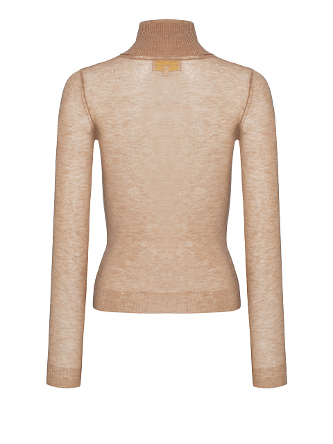 Beige Sheer Merino Wool Turtleneck, 2 Beige Sheer Merino Wool Turtleneck, 2