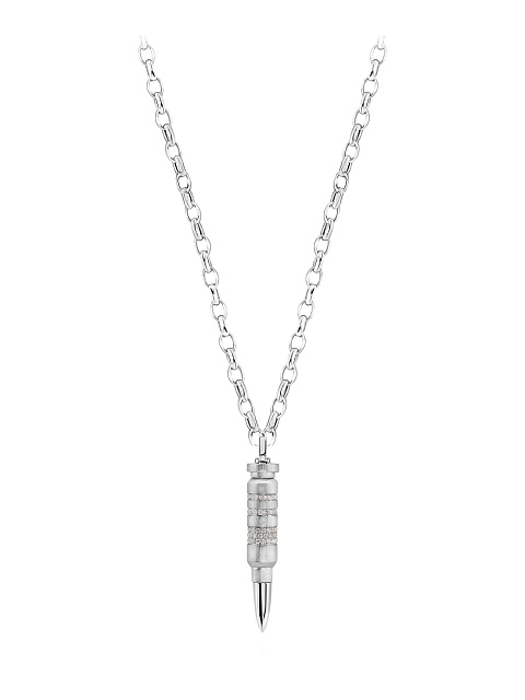 Necklace with a cartridge-shaped pendant with diamonds, 3