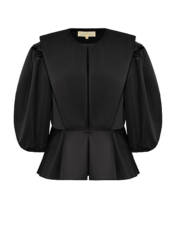 Black jacket with cropped sleeves and peplum, 1
