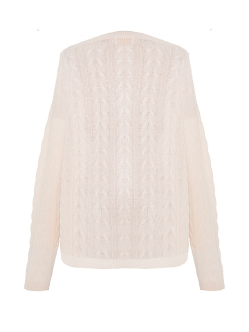 Light Pink Cashmere Cable Knit Sweater, 2