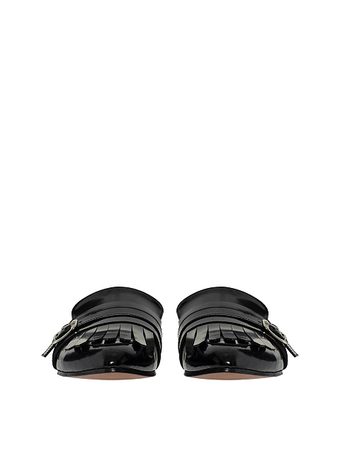 Leather mules with fringe, 4