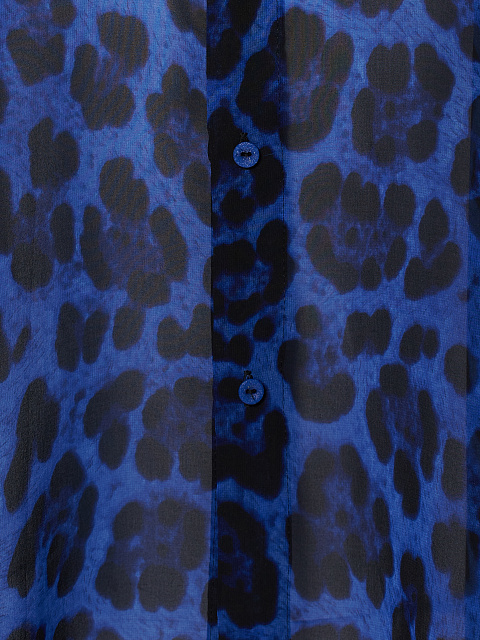 Blue Leopard Chiffon Shirt, 4 Blue Leopard Chiffon Shirt, 4