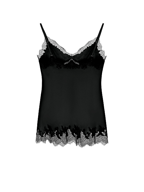 Black silk lace‑trim top, 2
