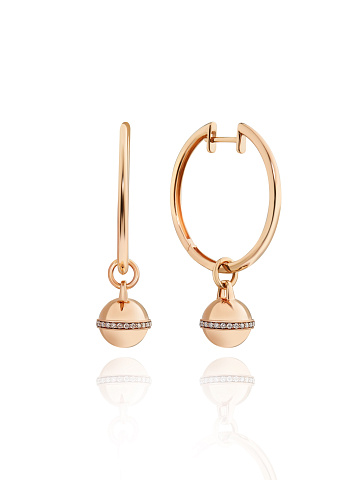 Rose gold hoops with pendants, 1