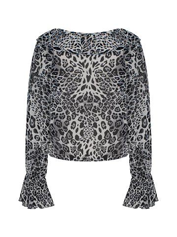 Grey Leopard Chiffon Blouse, 2