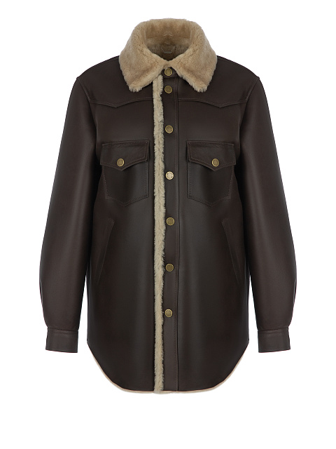 Dark Brown Leather & Shearling Jacket, 1 Dark Brown Leather & Shearling Jacket, 1