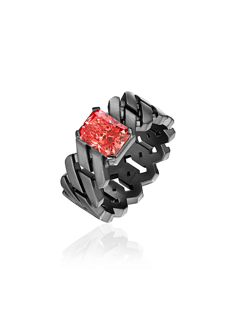 Ring in blackened gold with a pink LG diamond, 1