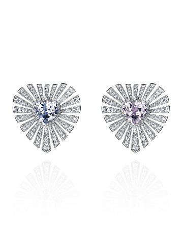 White Gold & Spinel & Diamond Earrings, 1