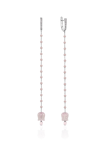 Long bell earrings with rose quartz, 1