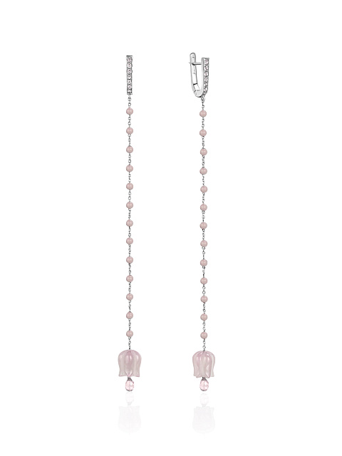 Long bell earrings with rose quartz, 1