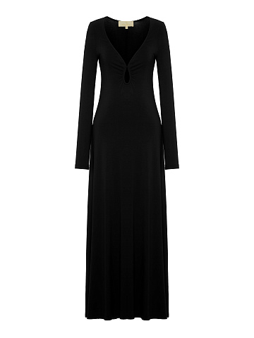 Black Rayon Jersey Maxi Dress, 1