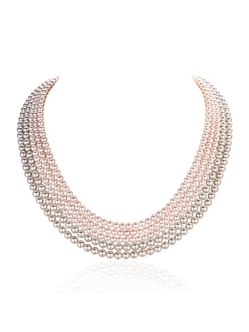 White gold necklace with Akoya pearls in gradient, 1
