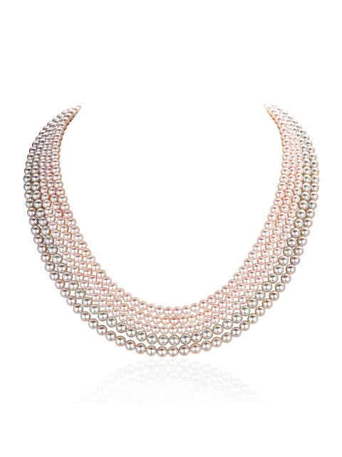 White gold necklace with Akoya pearls in gradient, 1