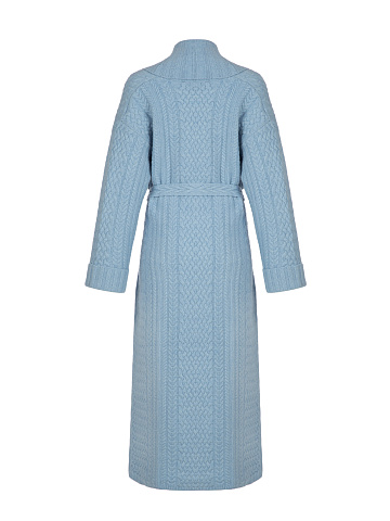 Light Blue Merino Wool & Cashmere Knitted Coat, 2