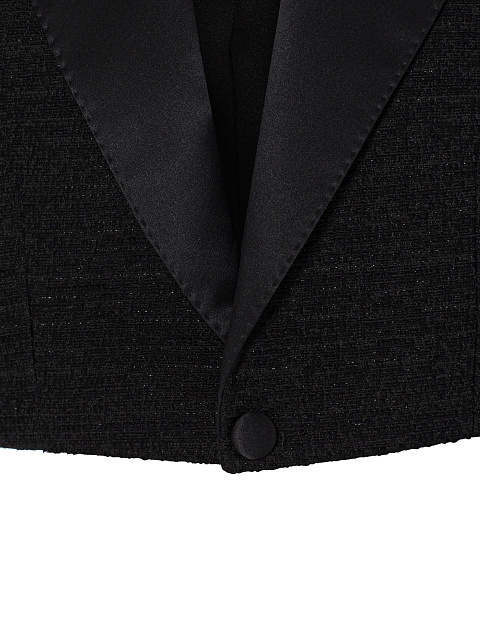 Black cropped bouclé jacket, 3