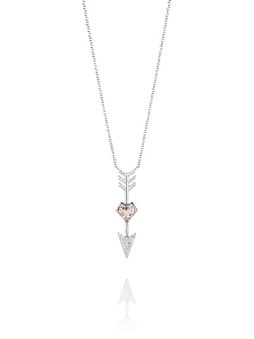 White Gold, Morganite & Round-cut Diamonds Necklace, 1